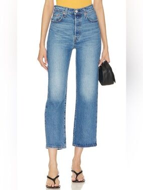 Levi’s Ribcage Straight Jeans 25 High Rise Button Fly Medium Wash